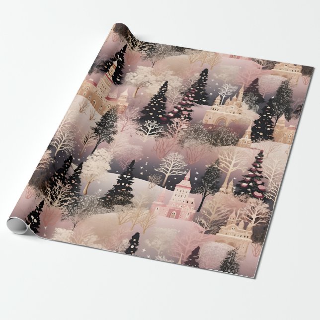 Whimsical Pinke Winterlandschaft (2) Geschenkpapier (Ungerollt)