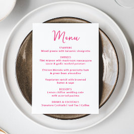 Whimsical Pinkes Herz Hochzeit Menükarte