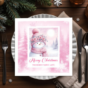 Whimsical Pinkmas Kinder Weihnachtsszene Gemütlich Serviette