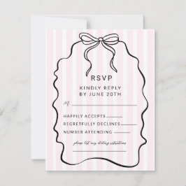 Whimsical Pinstripe Bow Wedding RSVP Karte