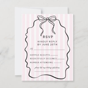 Whimsical Pinstripe Bow Wedding RSVP Karte