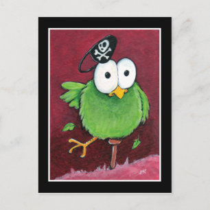 Whimsical Pirate Bird with Wooden Leg Postcard Postkarte