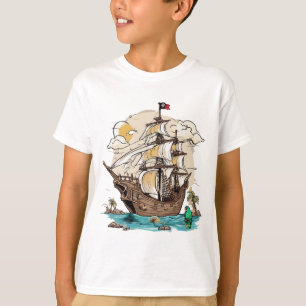 Whimsical Pirate Ship mit Patron Tshirt. T-Shirt