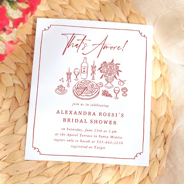 Whimsical Pizza & Wine Bridal Dusche Einladung (Card Front Mock-up)