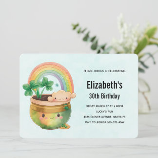 Whimsical Planter mit Regenbogen & Kleber Geburtst Einladung