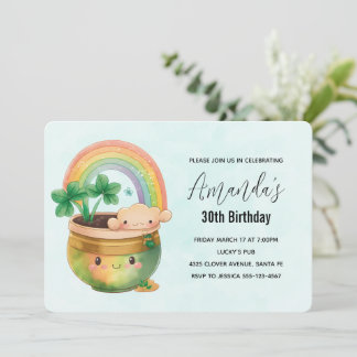 Whimsical Planter mit Regenbogen & Kleber Geburtst Einladung