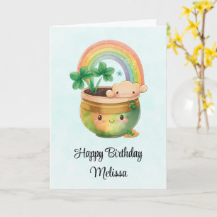 Whimsical Planter mit Regenbogen & Kleber Geburtst Karte