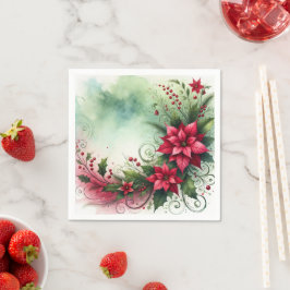 Whimsical Poinsettia Weihnachtsgarland Découpage Serviette