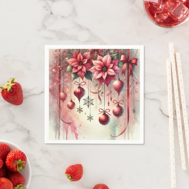 Whimsical Poinsettia Weihnachtsschmuck Découpage Serviette (Beispiel)