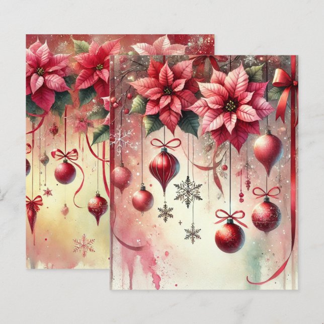 Whimsical Poinsettia Weihnachtsschmuck Scrapbook (Vorne/Hinten)