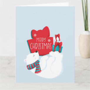 Whimsical Polar Bär und präsentiert Weihnachten Karte