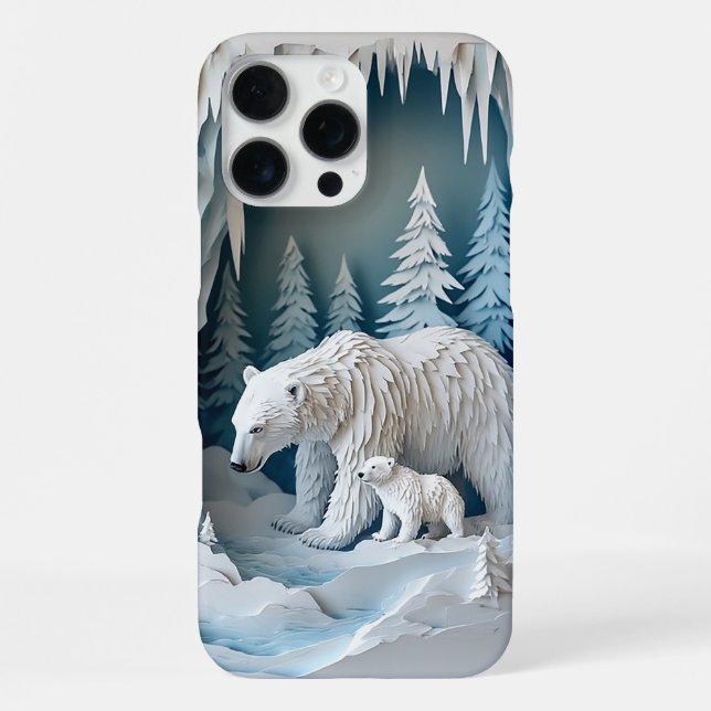 Whimsical Polar Bear Winter Märchen ✨ Schnee Papie iPhone Hülle (Rückseite)
