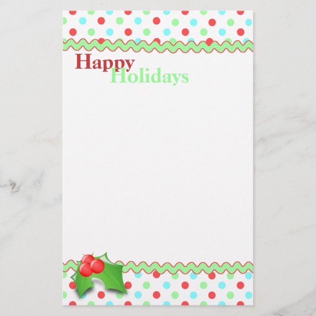 Whimsical Polka Dot Holiday Stationery Briefpapier (Vorderseite)