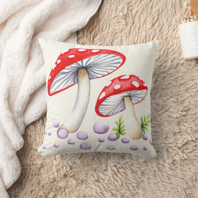 Whimsical Polka Dot Mushrooms Kissen (Decke)