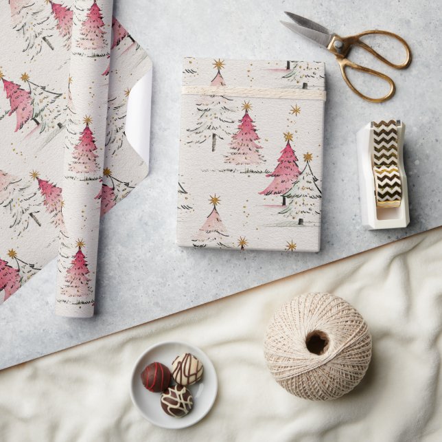 Whimsical Polka Dot Tree Christmas Decor Geschenkpapier (Kunsthandwerk)