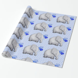 Whimsical Polka Dots Baby Elephants Geburtstagspar Geschenkpapier