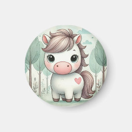 Whimsical Pony in a Pastel Forest Magnet