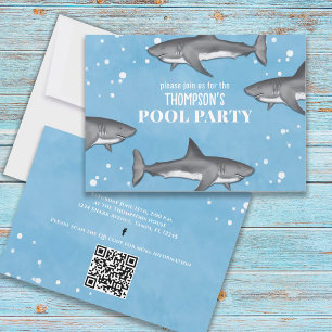 Whimsical Pool Party Haie QR Code Social Media Einladung