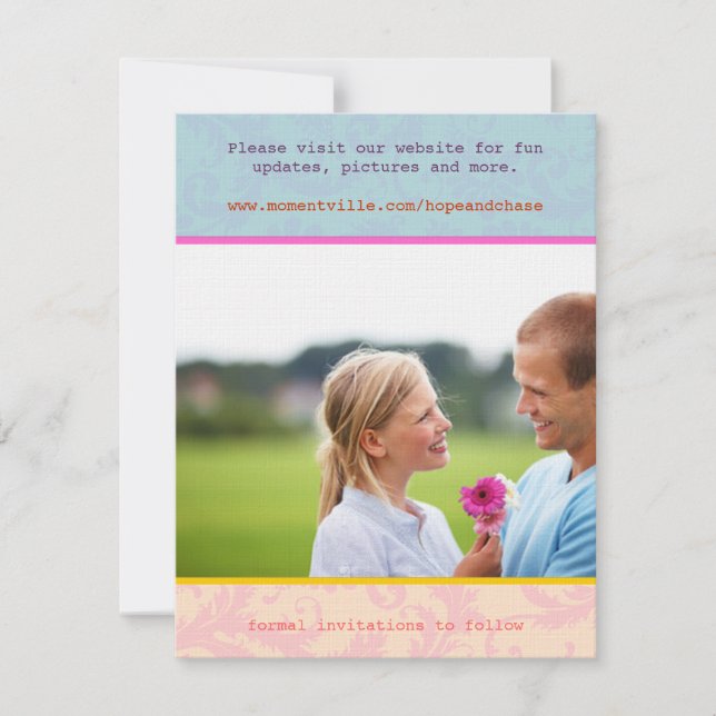 Whimsical Poster Style Foto Wedding Save the Date (Vorderseite)