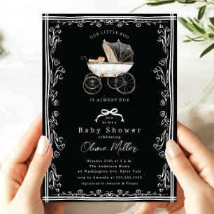Whimsical Pram Baby Dusche Einladung