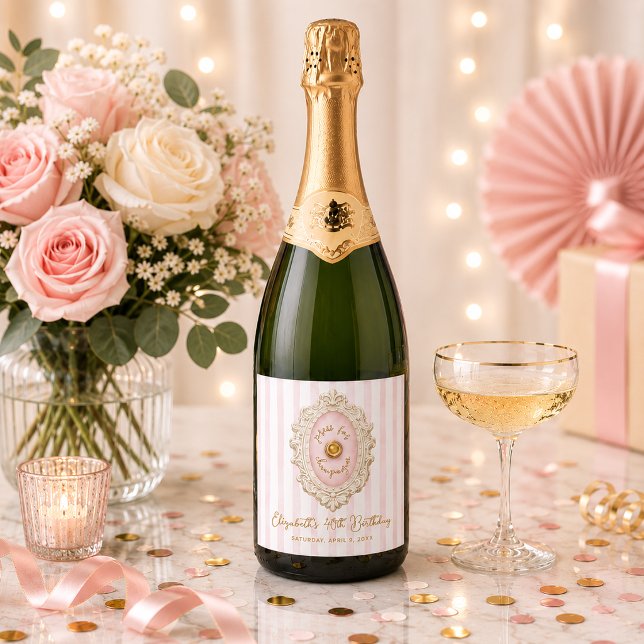 Whimsical Press für Champagner-Geburtstag  (Whimsical Press for Champagne Birthday Sparkling Wine Label)