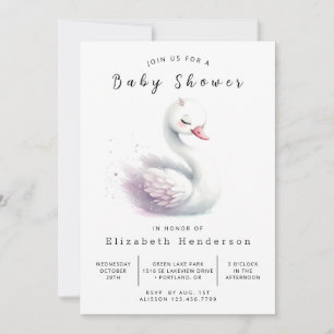 Whimsical Printable Swan Baby Dusche Einladung