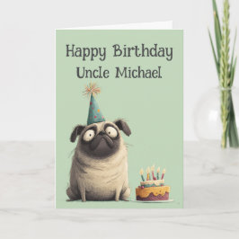 Whimsical Pug Dog Birthday Card Karte