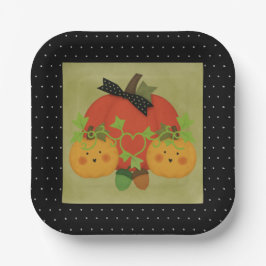 Whimsical Pumpkin & Acorn Halloween Bridal Pappteller