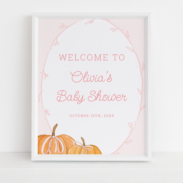 Whimsical Pumpkin Pink Girl Baby Dusche Willkommen Poster (Von Creator hochgeladen)