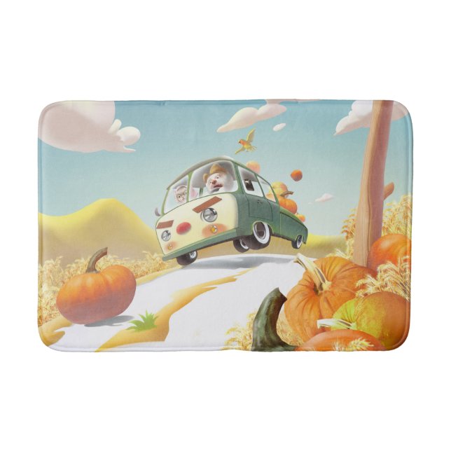 Whimsical Pumpkin Ride Badematte (Vorderseite)