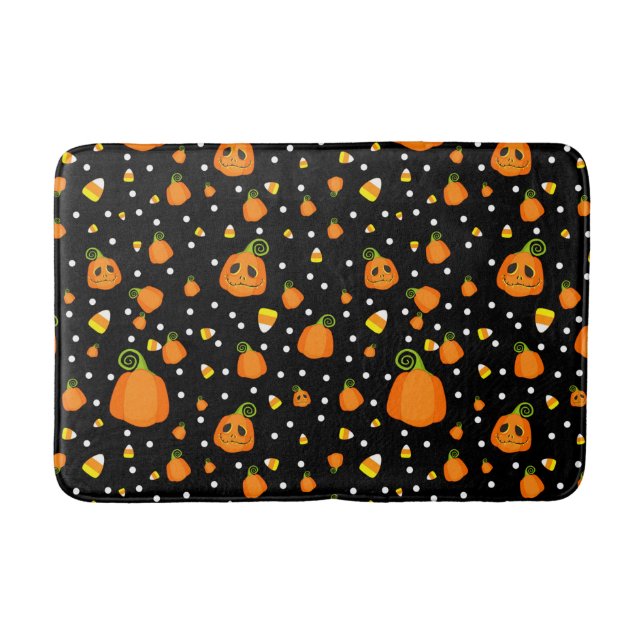 Whimsical Pumpkins & Candy Mais Fun Halloween Badematte (Vorderseite)