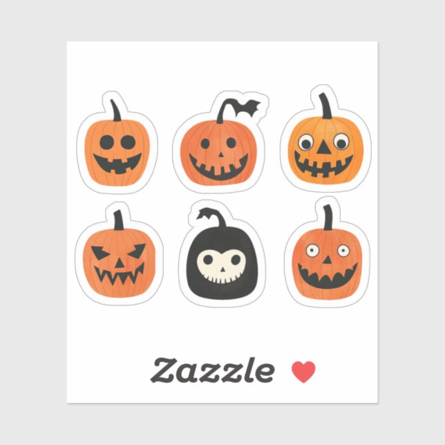 Whimsical Pumpkins Halloween Jack-o-Lanterns Aufkleber (Blatt)