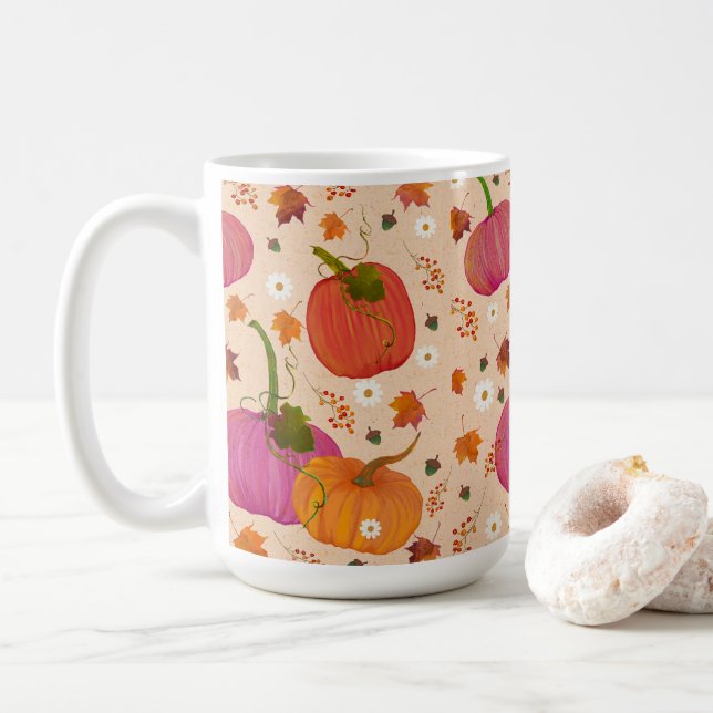 Whimsical Pumpkins Herbstlaubs Kaffeetasse (Mit Donut)
