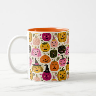 Whimsical Pumpkins Spooky Niedliche bunte Hallowee Zweifarbige Tasse