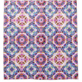 Whimsical Purple Blue Pink Colorful Pattern Duschvorhang
