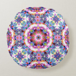 Whimsical Purple Blue Pink Colorful Pattern Rundes Kissen