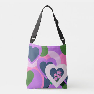 Whimsical Purple Heart Art Tote Tragetaschen Mit Langen Trägern