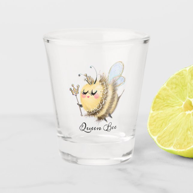 Whimsical Queen Bee mit Krone und Wand Schnapsglas (Vorderseite)