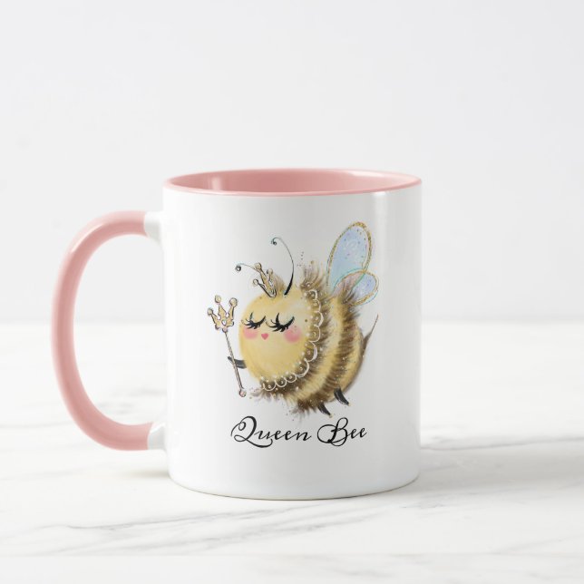 Whimsical Queen Bee mit Krone und Wand Tasse (Links)