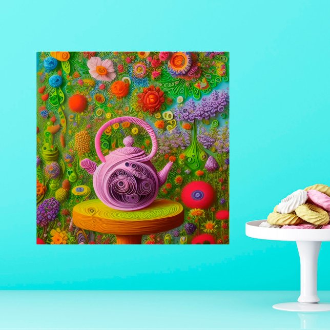 Whimsical Quill Teapot Landschaft Poster (Von Creator hochgeladen)