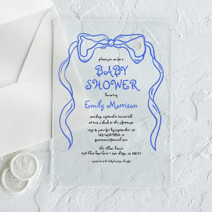 Whimsical Quirky Blaues Schleifen-Baby- Boy-Shower Acryleinladungen