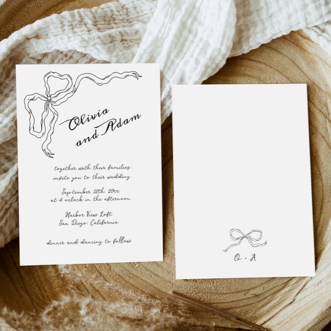 Whimsical Quirky Bow Handwriting Elegant Wedding Einladung (Von Creator hochgeladen)
