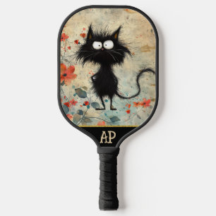 *~* Whimsical Quirky Cat AP68 Floral 15 FOTO Pickleball Schläger