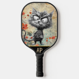 *~* Whimsical Quirky Cat AP68 Floral 17 FOTO Pickleball Schläger