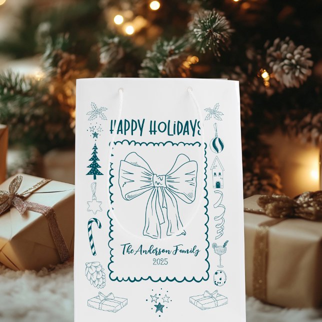 Whimsical Quirky Doodle Holiday Mittlere Geschenktüte (Von Creator hochgeladen)