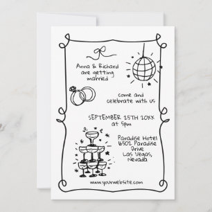 Whimsical Quirky Doodle Rahmen Französisch Retro H Einladung