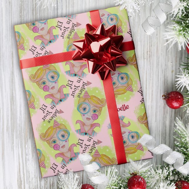 Whimsical Quirky Elf Mitte Jahrhundert Retro Weihn Geschenkpapier (Von Creator hochgeladen)