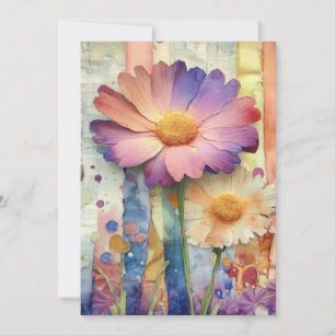 Whimsical Quirky fröhliche Blume Hallo Flat Karte