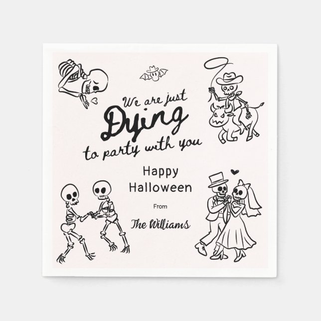Whimsical Quirky Hand Drawn Doodles Halloween Serviette (Vorderseite)