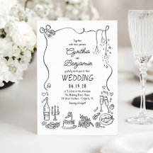 Whimsical Quirky Hand gezeichnet Doodles Wedding